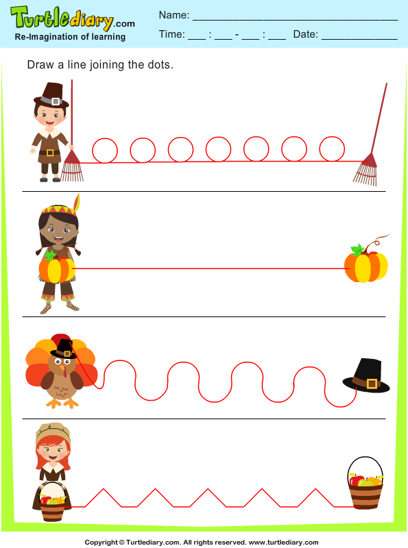 Thanksgiving Tracing Curves Worksheet Turtle Diary