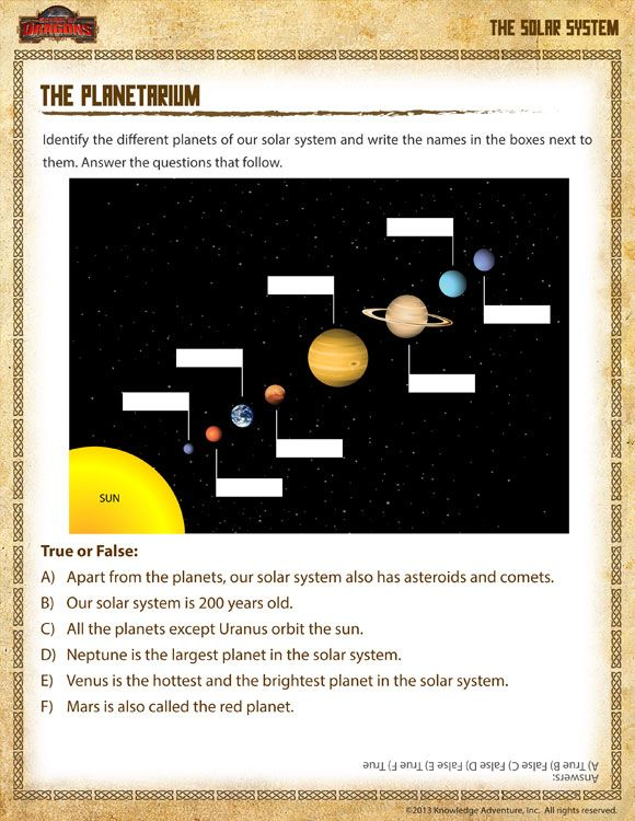 Planetarium Worksheets Free Printable