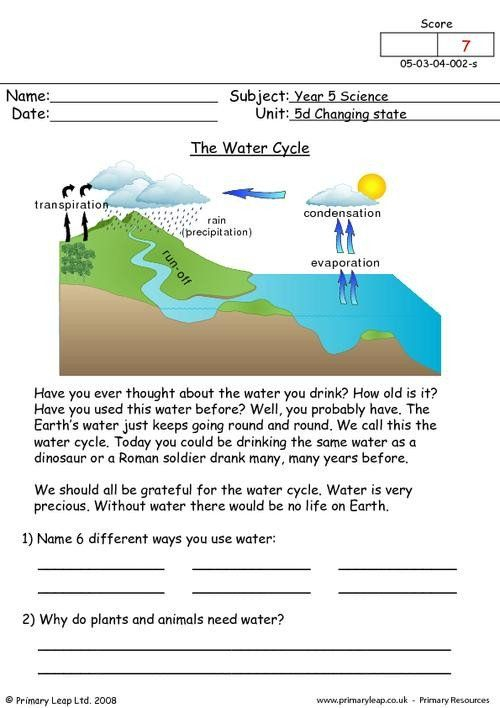 The Water Cycle Worksheet Answers Science The Water Cycle Worksheet In 