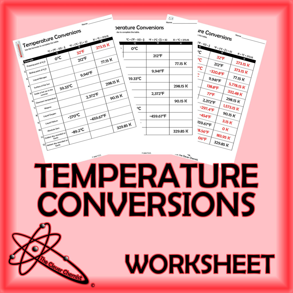 This Is A One page Worksheet Covering Temperature Conversions All The 