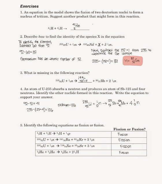 Tom Schoderbek Chemistry Nuclear Fission And Fusion Worksheet