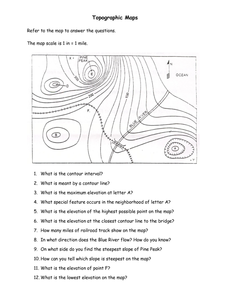 Topographic Map Reading Worksheet Answers Topographic Map Activities 