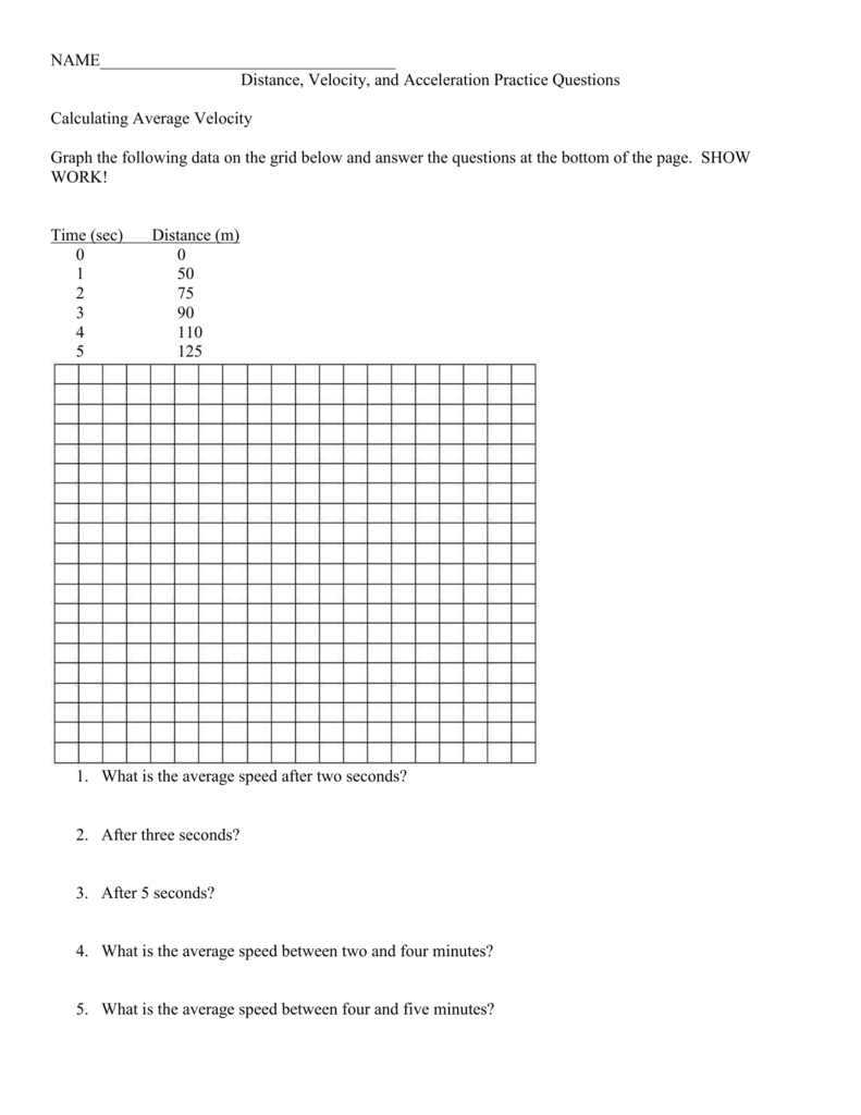 Velocity Acceleration Worksheets PBEY3102PIYEYSEMAN