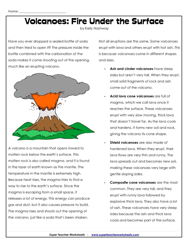 Volcano Worksheets Volcano Worksheet Science Worksheets Earth Science
