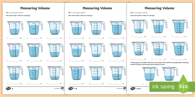 Volume And Capacity Differentiated Worksheet Year 3