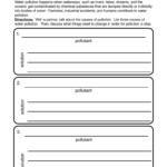 Water Pollution Pollution Worksheet 2