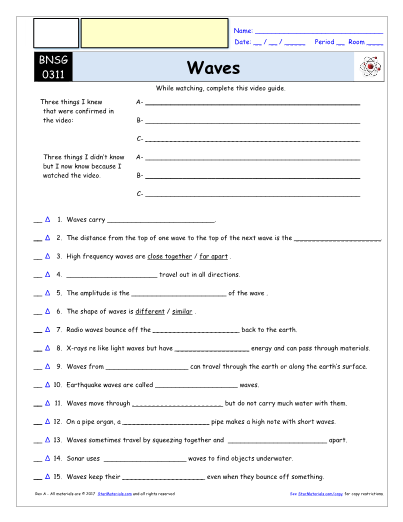 Waves Review Worksheet Answer Key Ivuyteq
