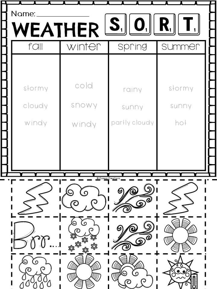 Weather Sort By Seasons With This Self checking Printable Part Of An 