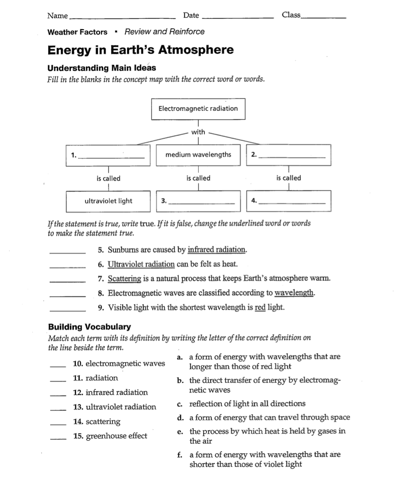 Weather Worksheet NEW 918 8TH GRADE SCIENCE WEATHER WORKSHEETS