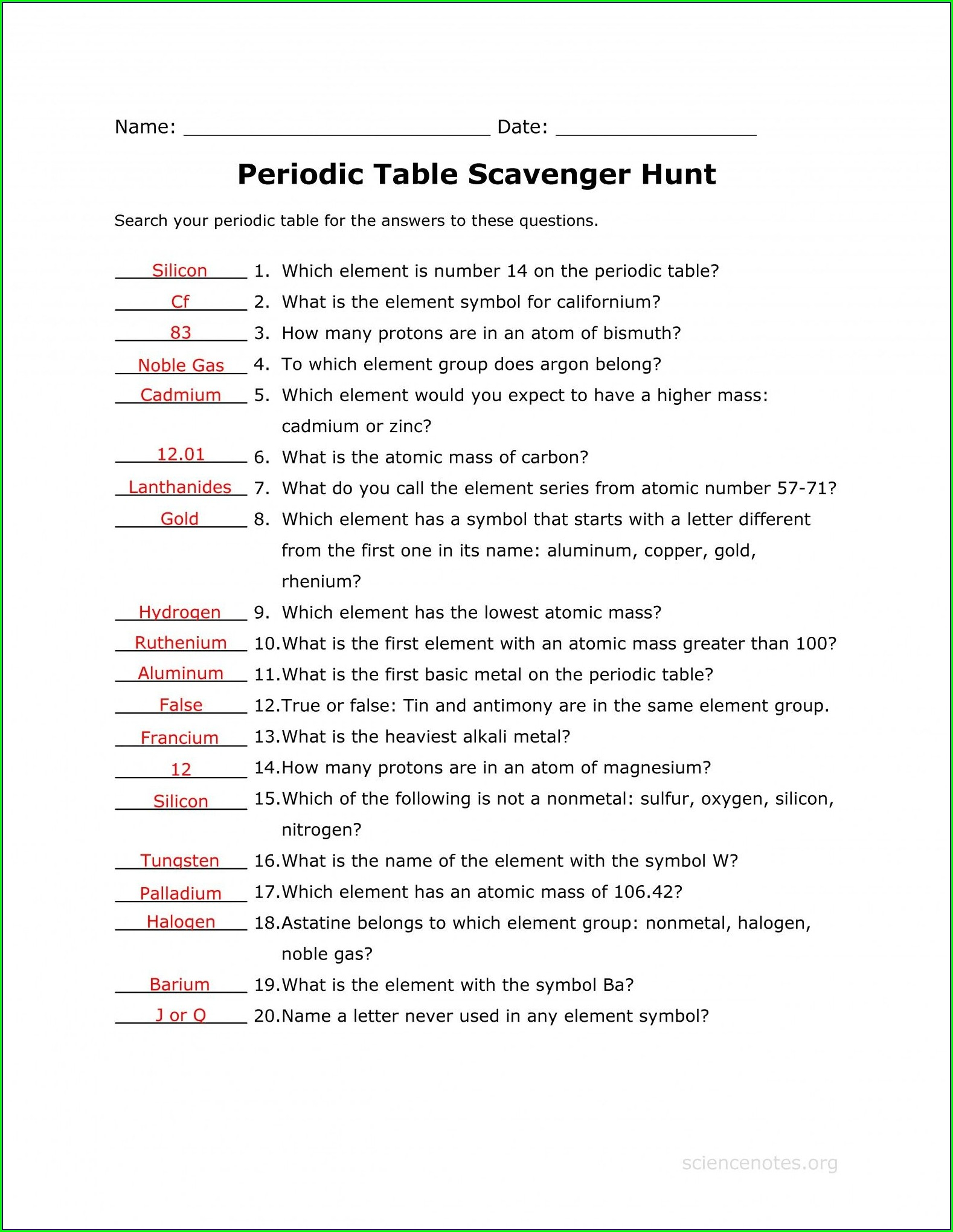 Who Am I Periodic Table Worksheet Answers Uncategorized Resume
