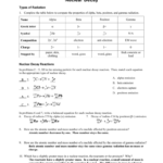 Worksheet Radioactive Decay Fission Fusion KEY