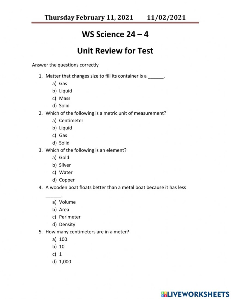 5th Grade Science Worksheets Word Lists And Activities Greatschools 