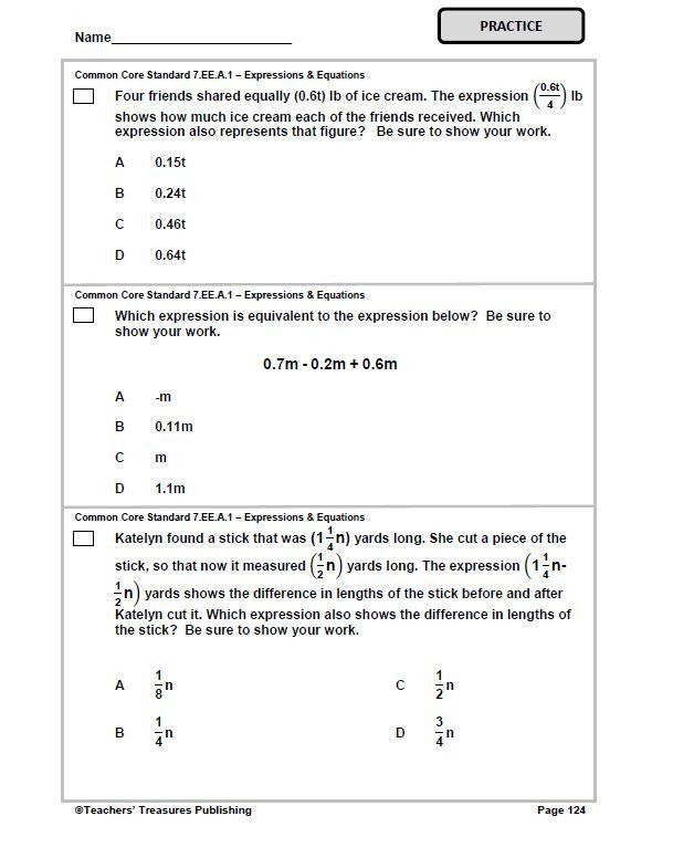 7th Grade Tennessee Common Core Math 7th Grade Math Worksheets 