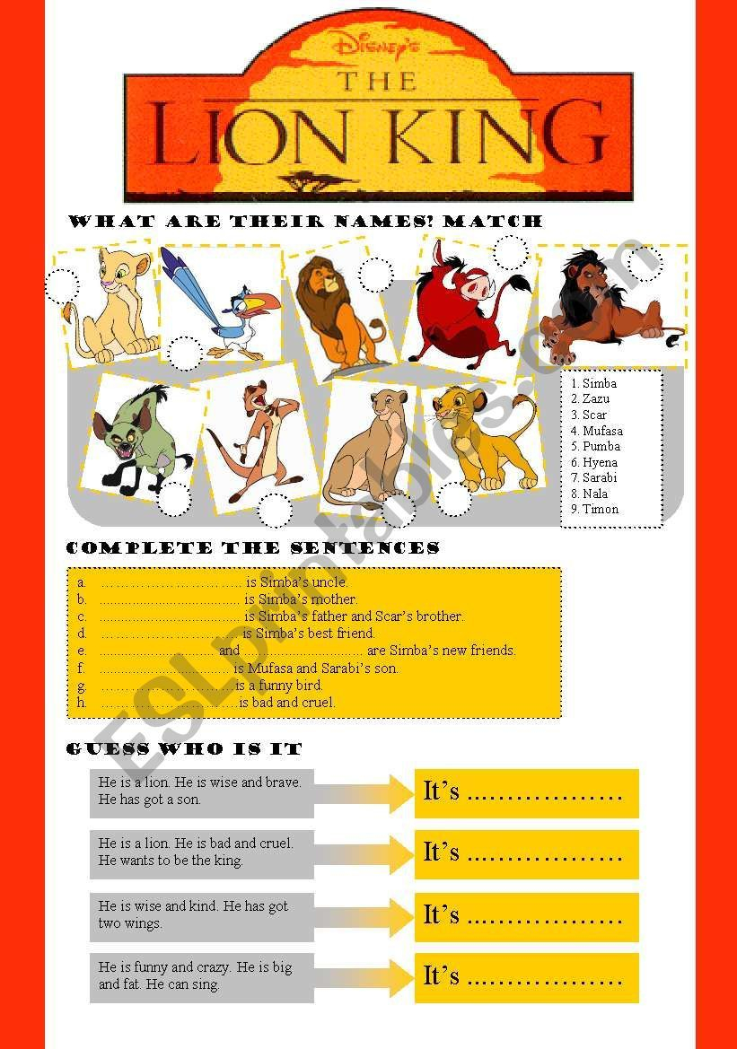 A Ws On Lion King English Lesson Plans Phonics Rules