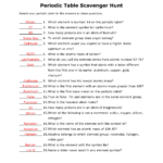 Answer Key To The Periodic Table Scavenger Hunt Worksheet Related