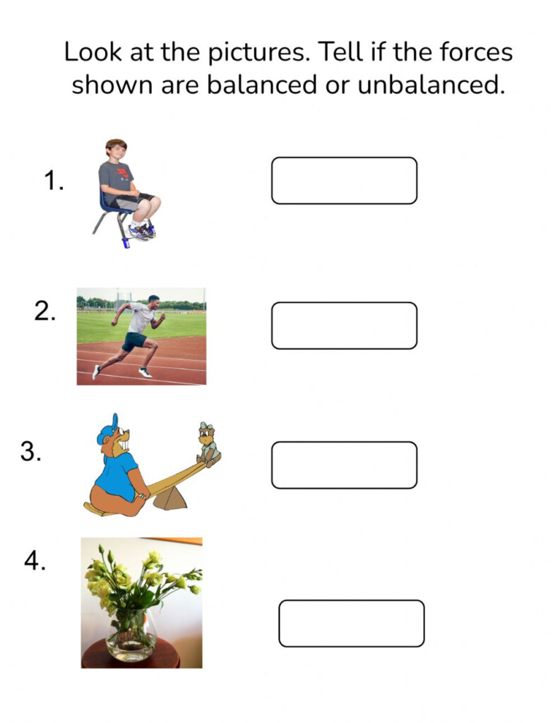 Balanced Or Unbalanced Forces Worksheet