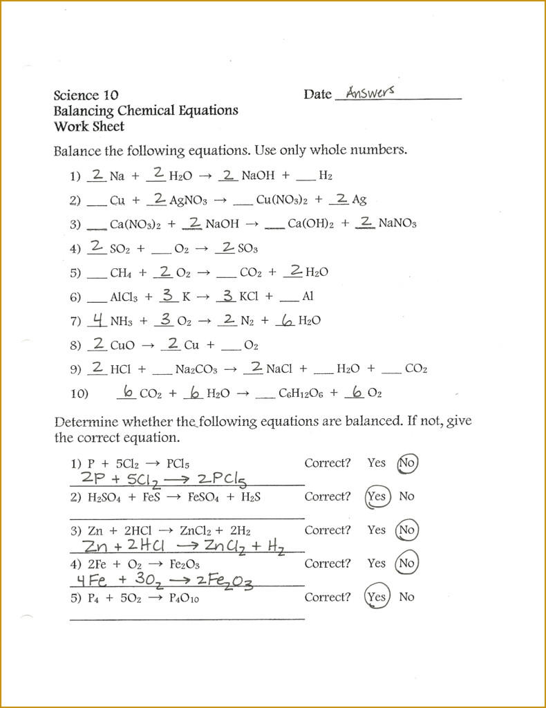 Balancing Chemical Equations Made Easy Worksheet With Answers Style 