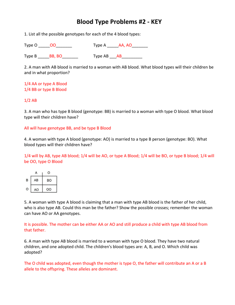 Blood Groups Blood Typing And Blood Transfusions Worksheet Answers 