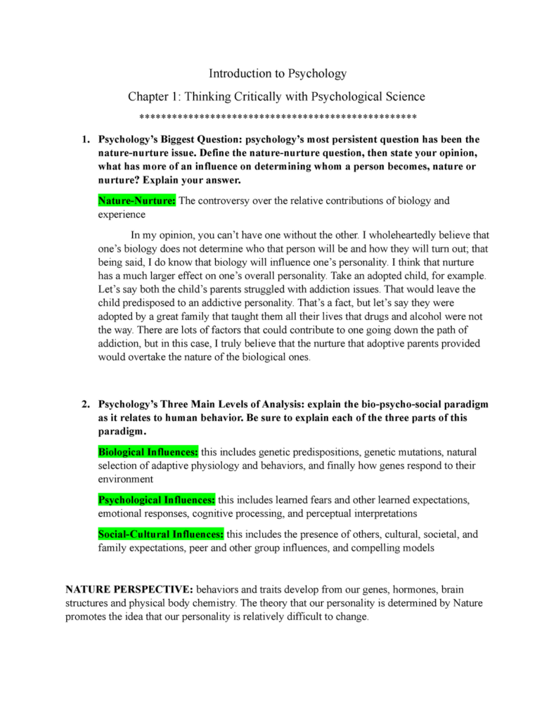 Chapter 1 Thinking Critically With Psychological Science 