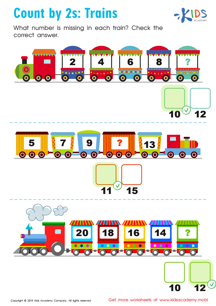 Count By 2 s Trains Worksheet Free Printable PDF For Kids Answers 