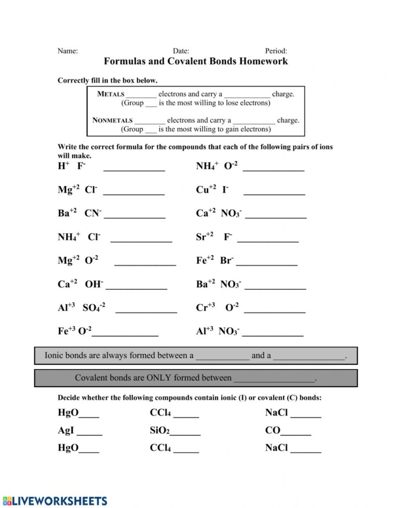 Covalent Bonding Worksheet Answer Key Word Worksheet