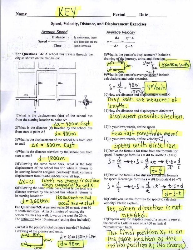 Displacement Velocity And Acceleration Worksheet Answer Key 