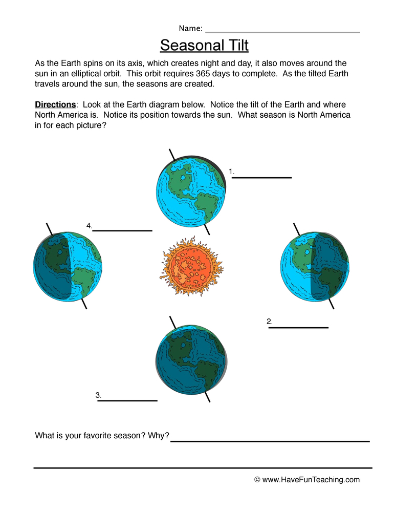 Earth S Tilt And Seasons Worksheet The Earth Images Revimage Org