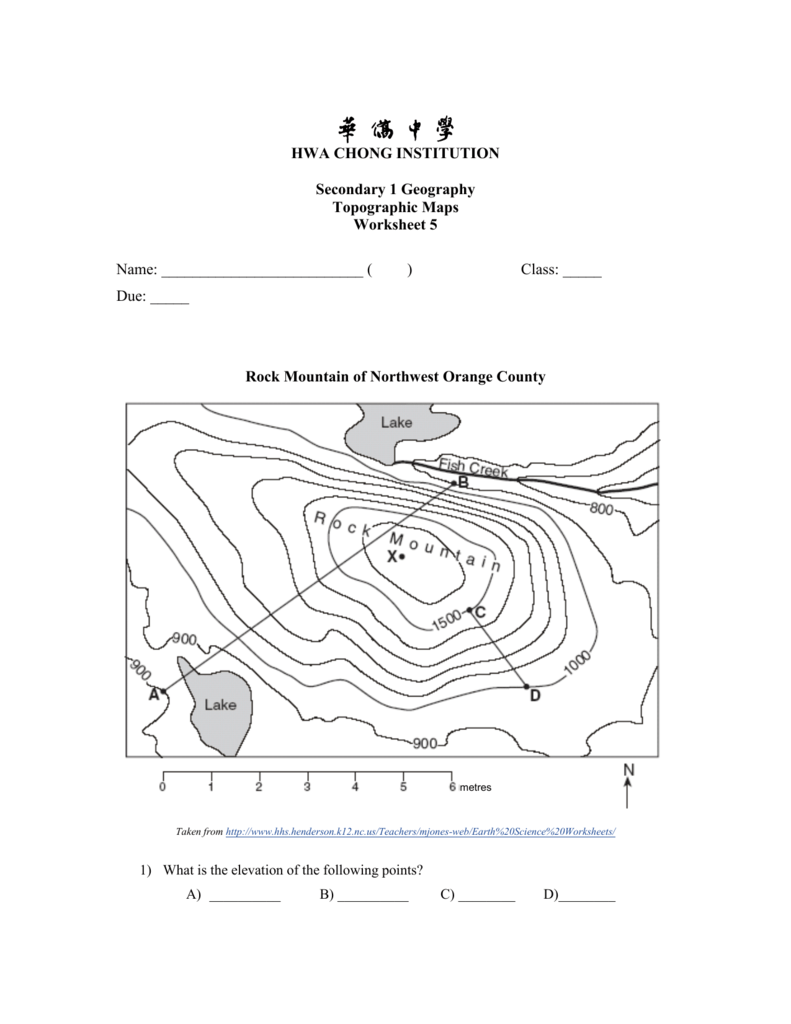 Earth Science Topographic Map Worksheet Key The Earth Images Revimage Org