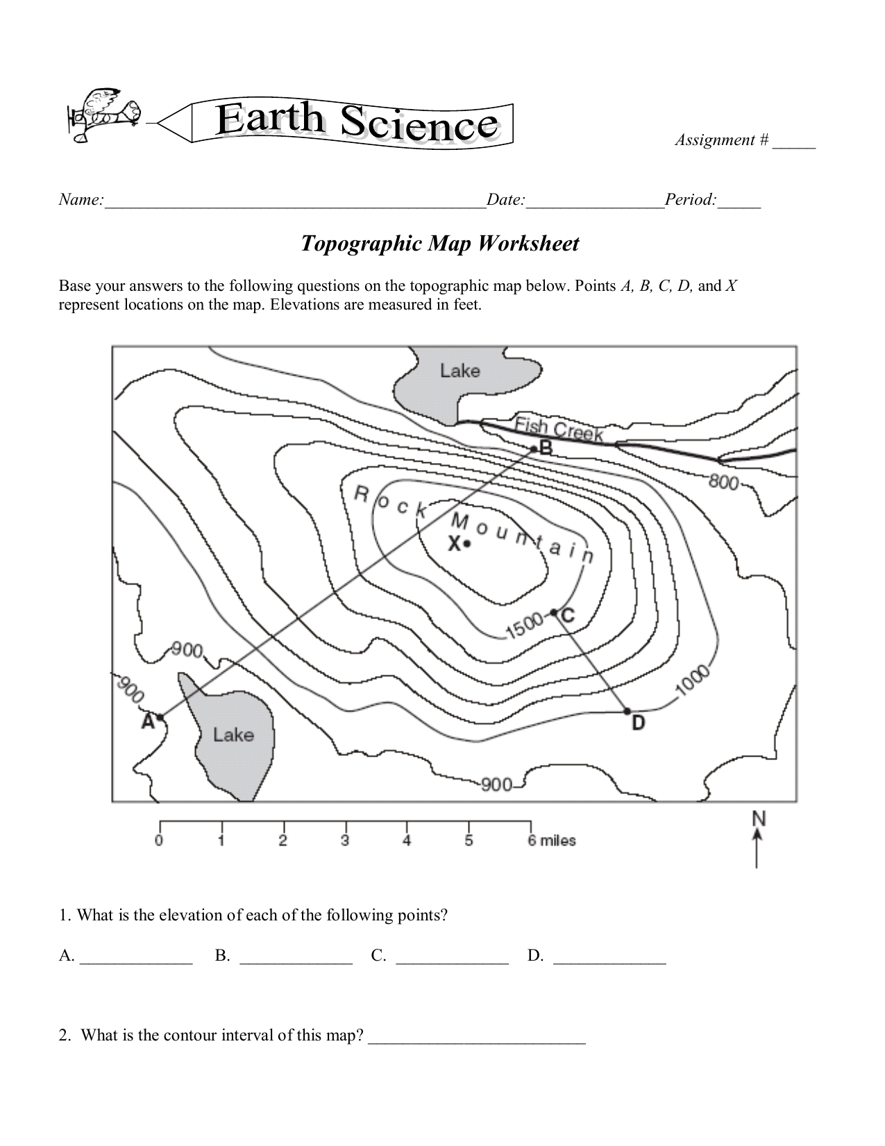 Earth Science Topographic Map Worksheet Key The Earth Images Revimage Org