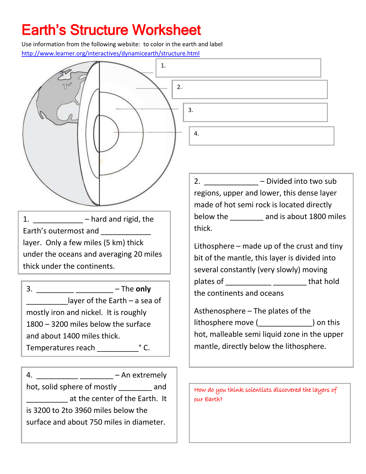 Earth Science Dynamic Crust Worksheet - Scienceworksheets.net