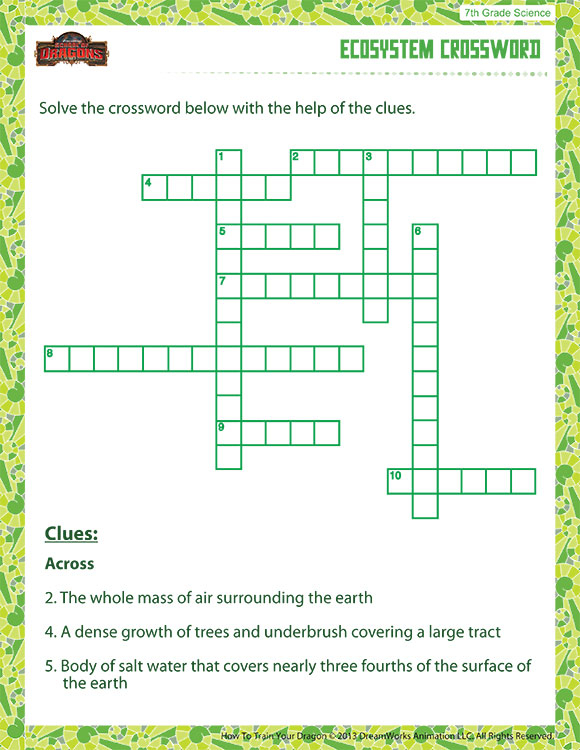 Ecosystem Crossword View 7th Grade Science Printable PDFs SoD