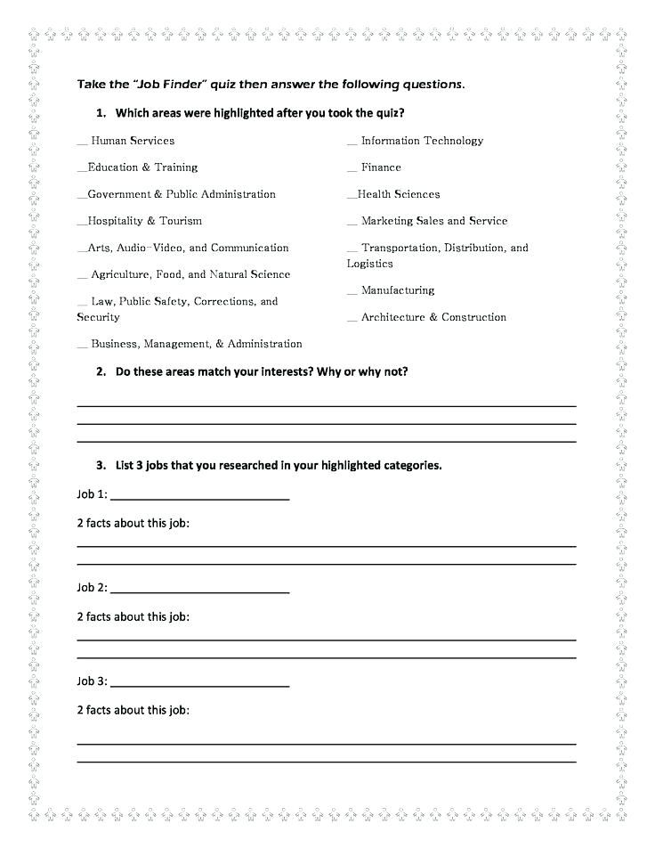 Elementary Health Worksheets