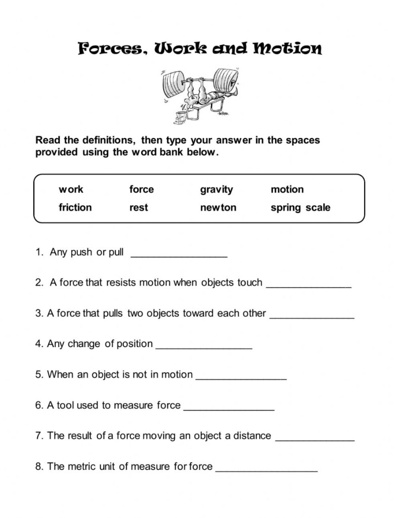 Forces And Motion Worksheet Word Worksheet