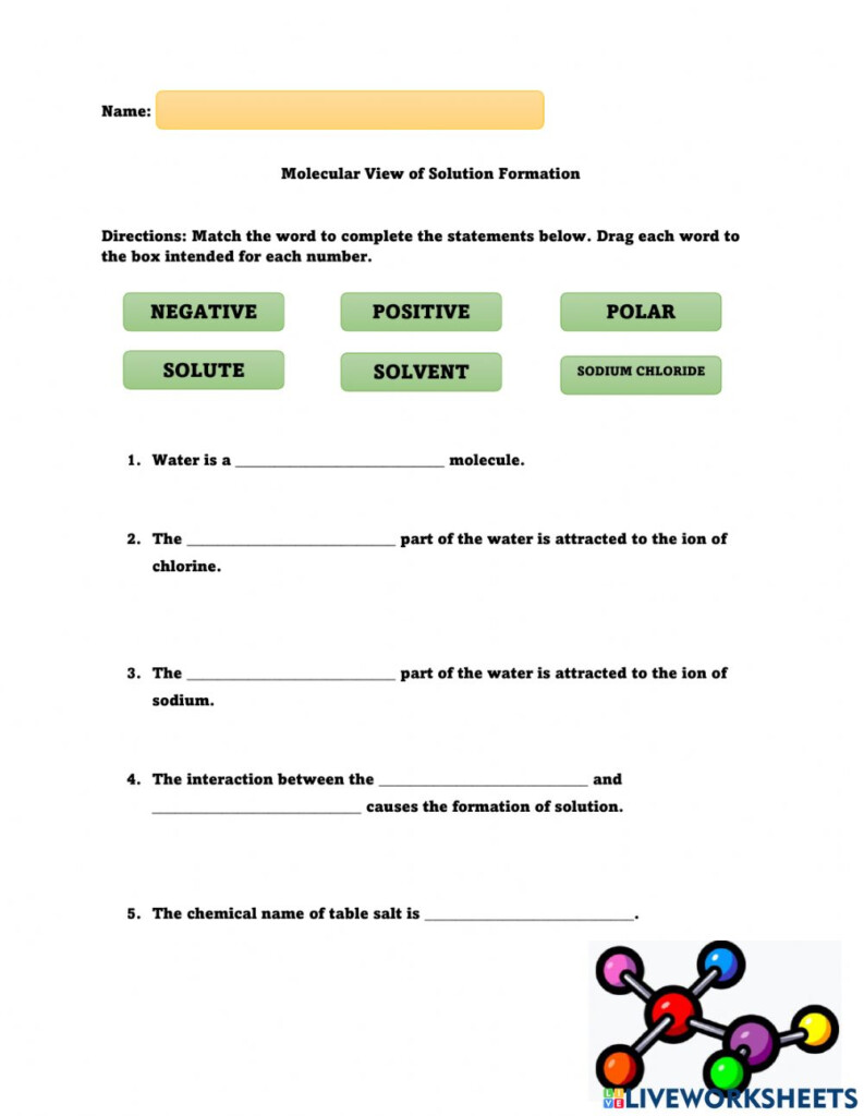 Formation Of Solution Worksheet