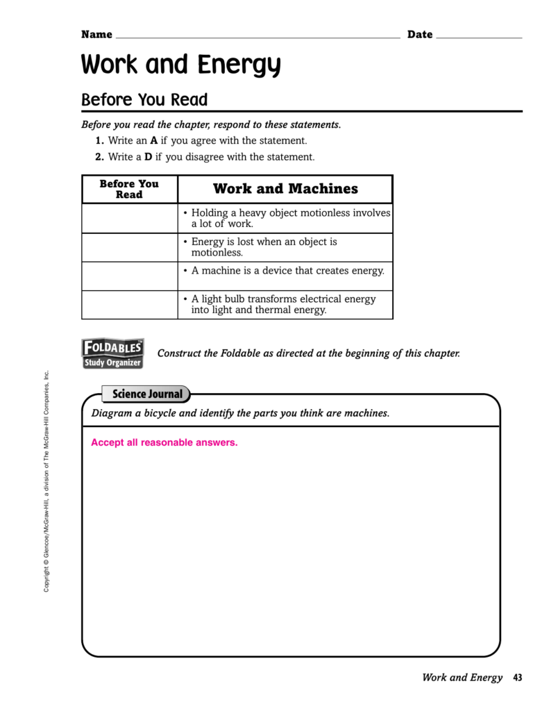 Glencoe Mcgraw Hill Physical Science Worksheets Answers Study Guide 