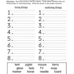 Grade 1 Science Living And Nonliving Things Printable Living And Non