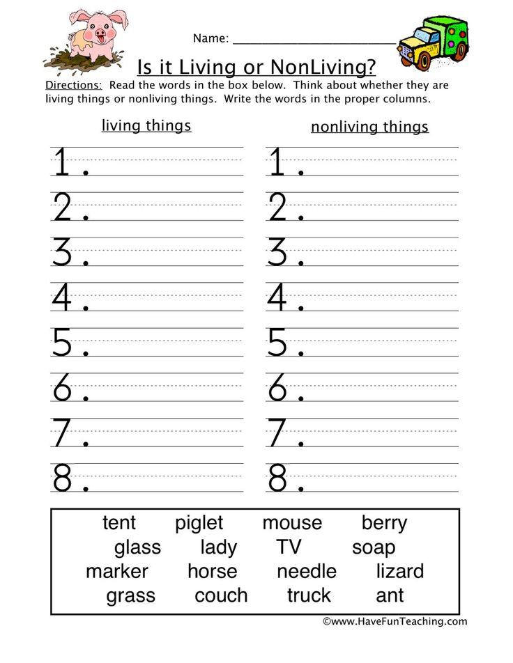 Grade 1 Science Living And Nonliving Things Printable Living And Non 