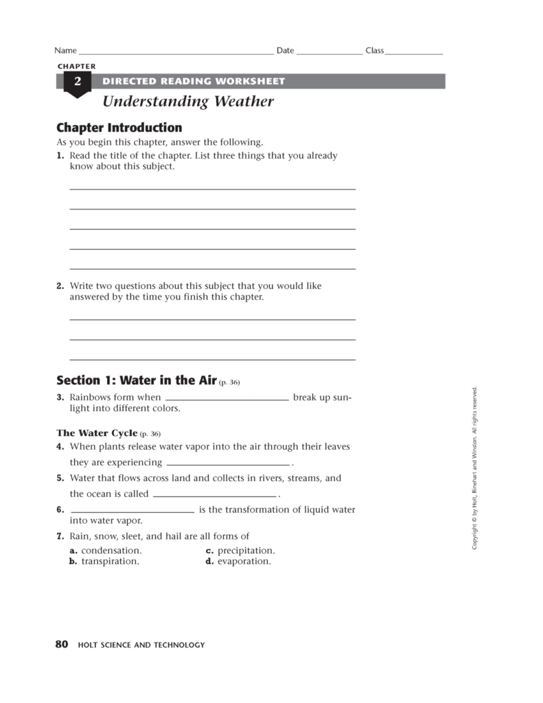 Holt Science And Technology Worksheet Answers Biology Worksheet 