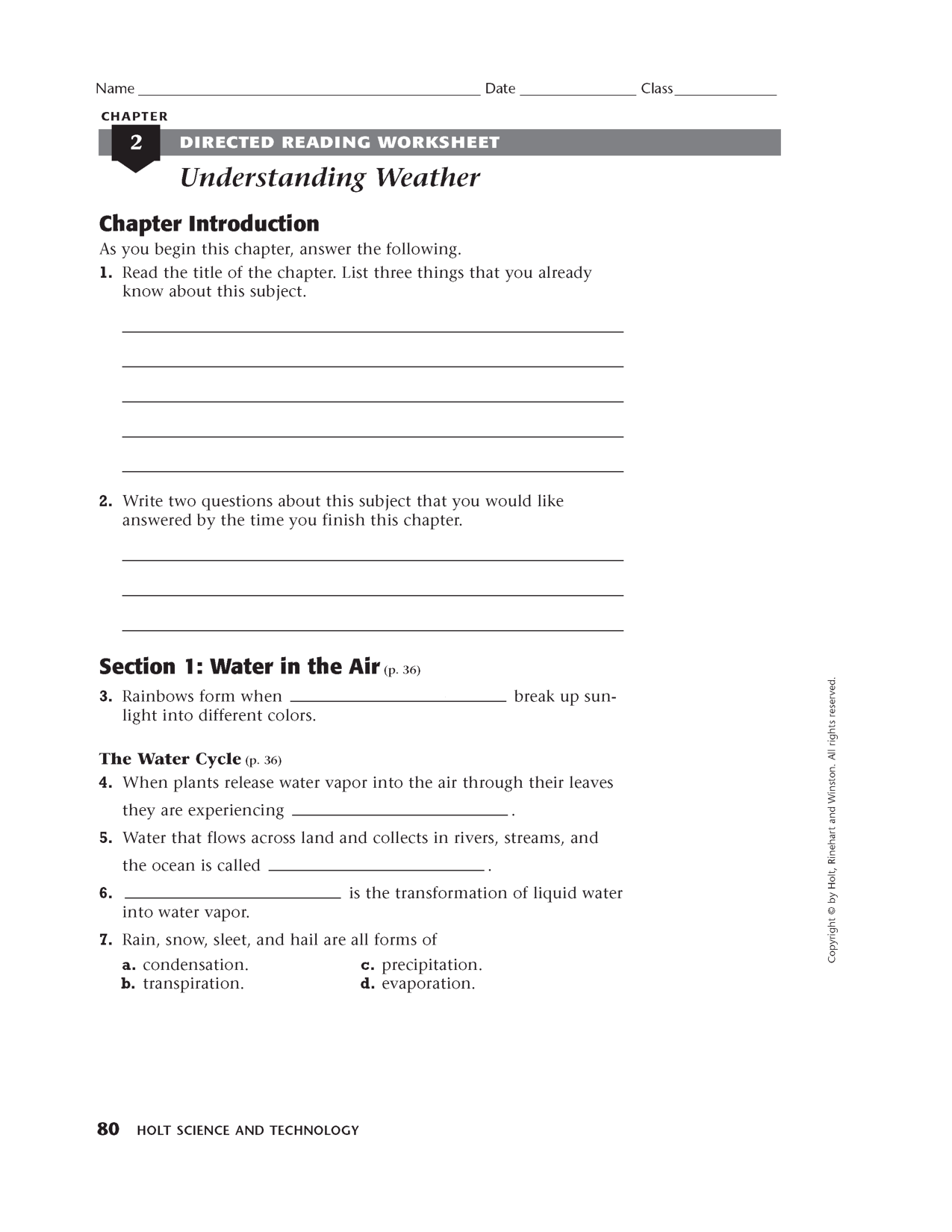 Holt Science And Technology Worksheet Answers 5881