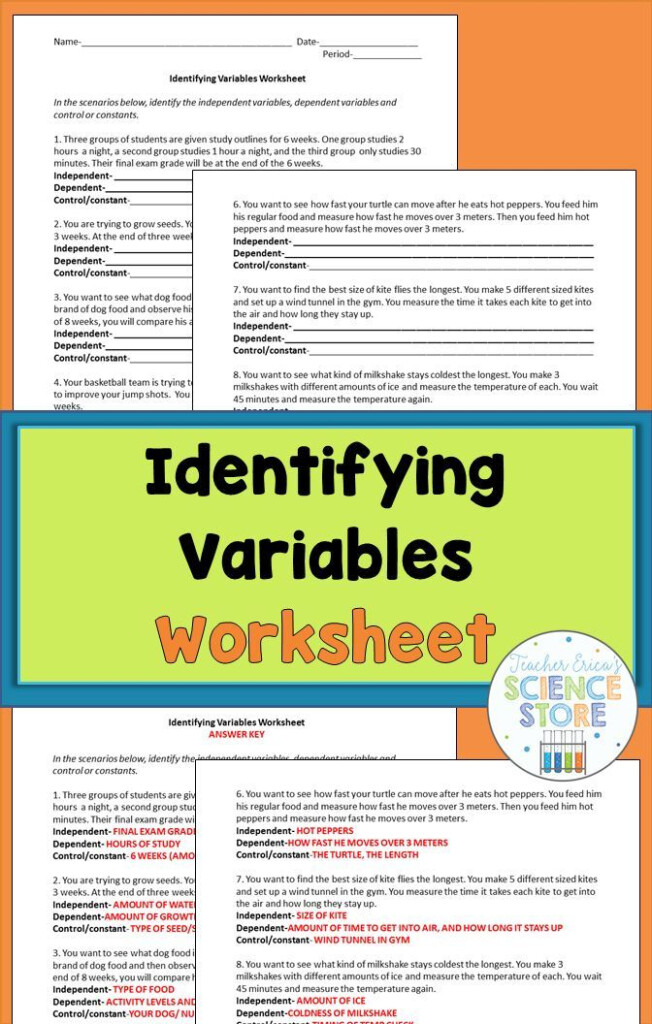 Identifying Variables Worksheet Scientific Method Worksheet 
