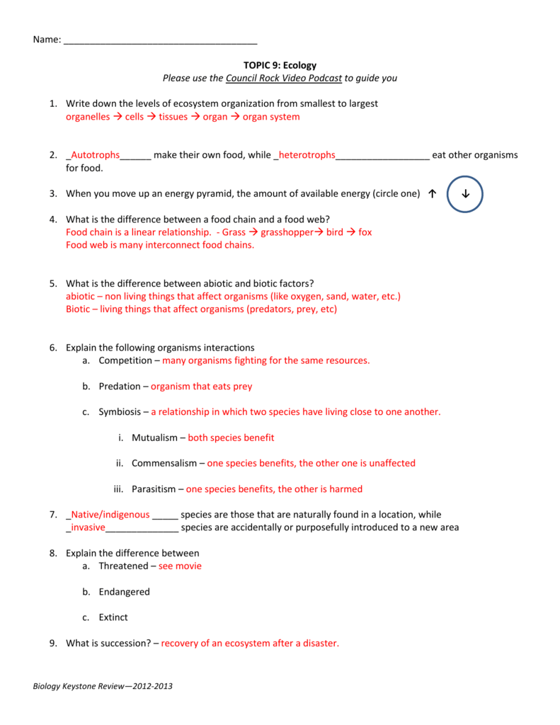 Interactions In Ecosystems Worksheet Answer Key TUTORE ORG Master