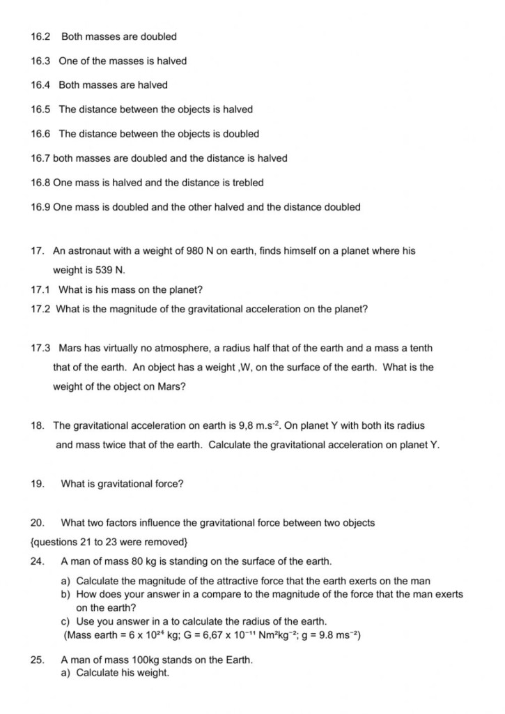  Law Of Gravitation Worksheet Free Download Gambr co