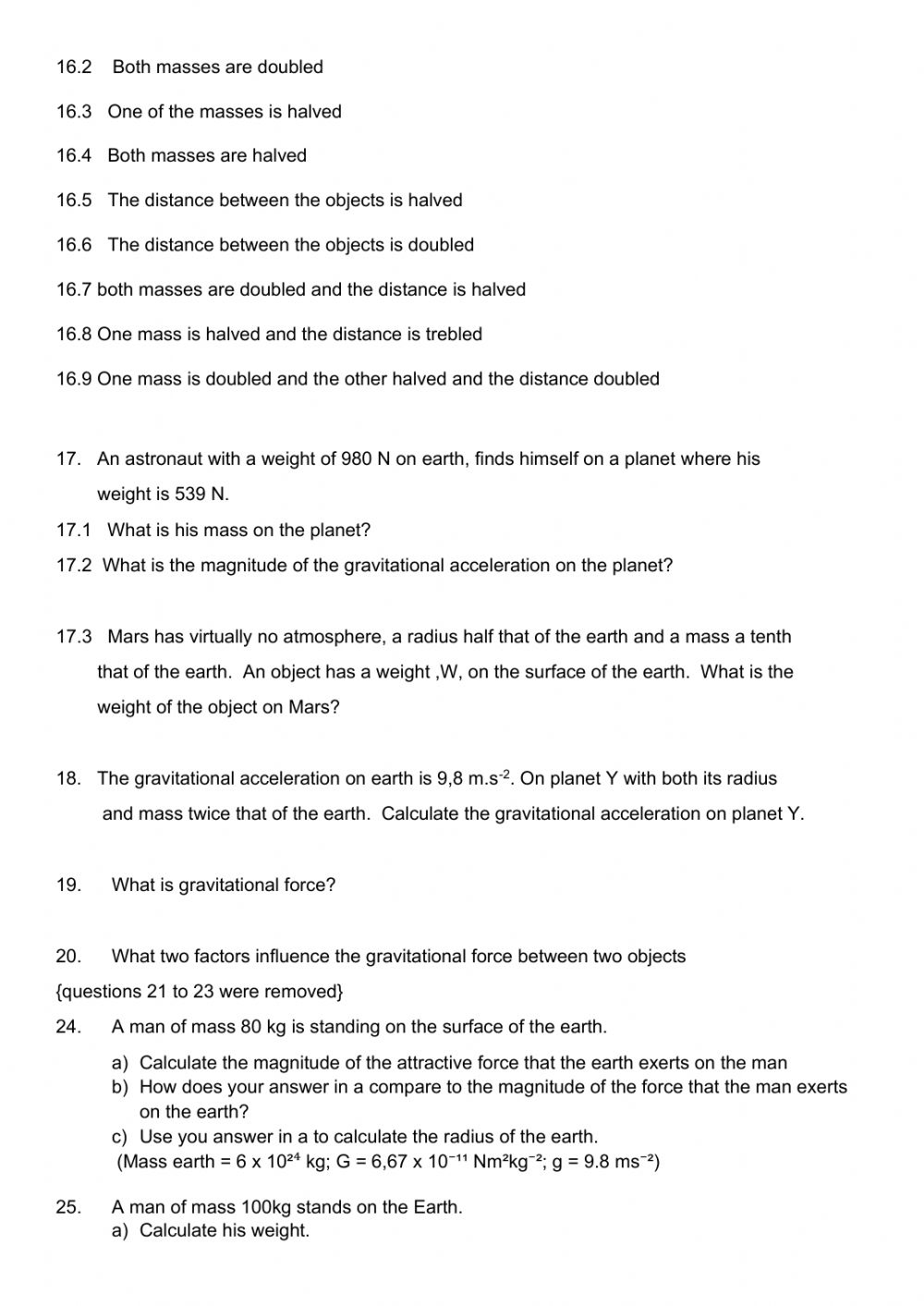 Newton's Law Of Universal Gravitation Worksheet Physical Science ...