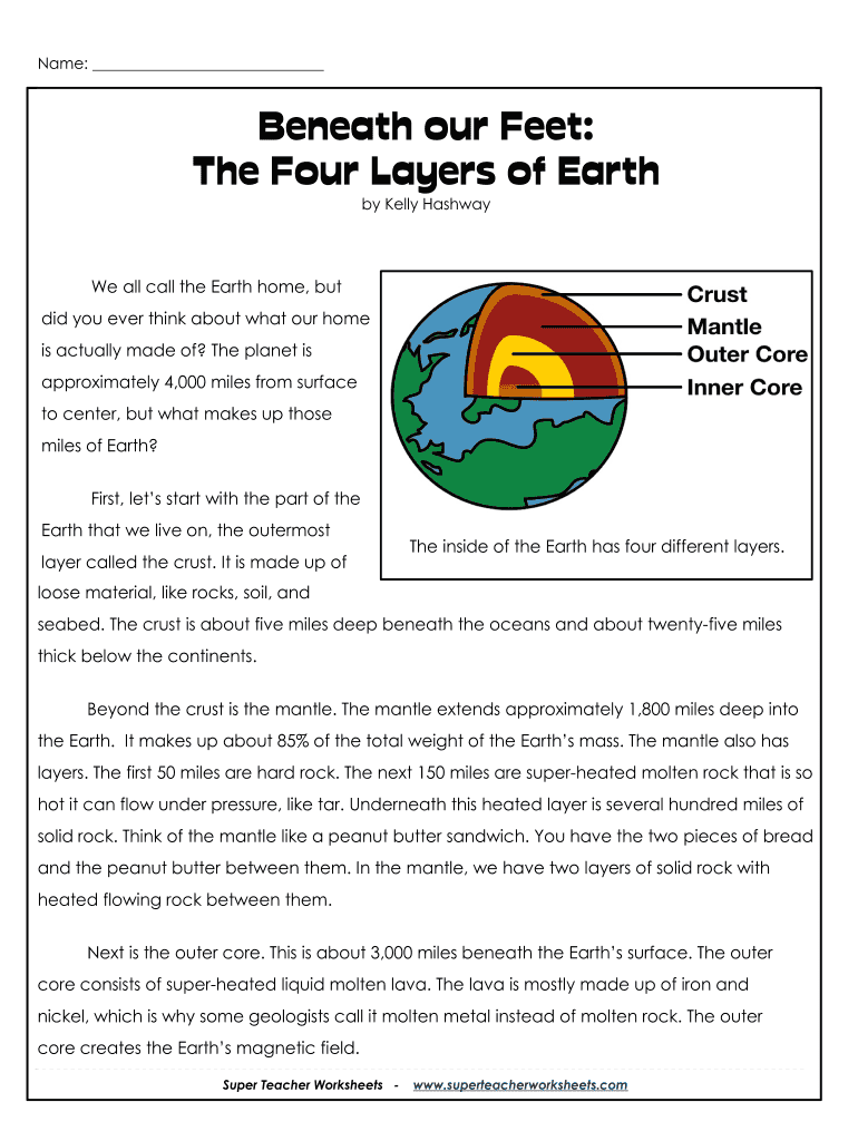 Layers Of The Earth Worksheet Answer Key Pdf Fill Online Printable