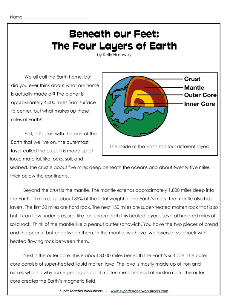 Layers Of The Earth Worksheet Answer Key Pdf Fill Online Printable 