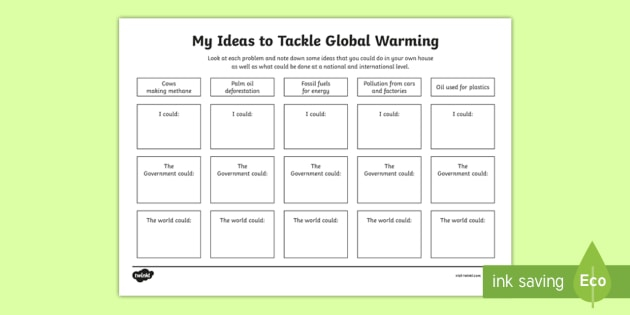 My Ideas To Tackle Global Warming Worksheet teacher Made 