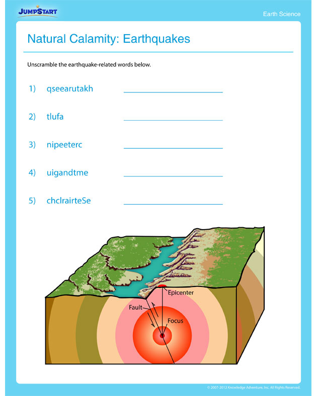 Natural Calamity Earthquakes Worksheets Free Earth Science