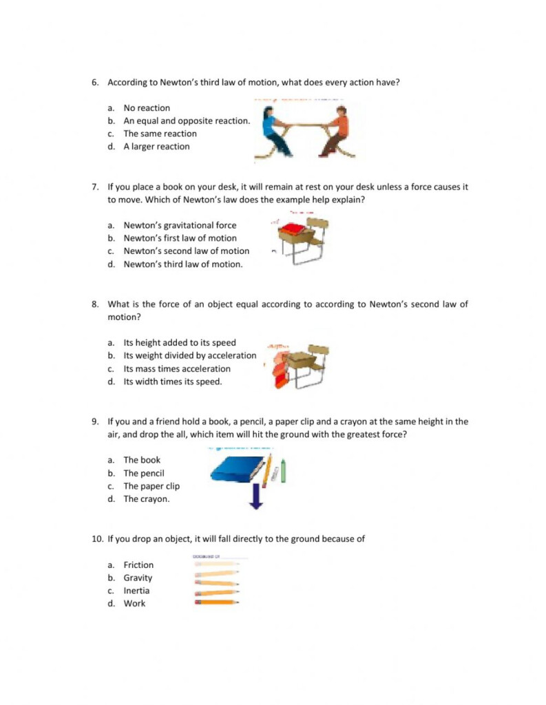 Newton s Laws Of Motion Worksheet