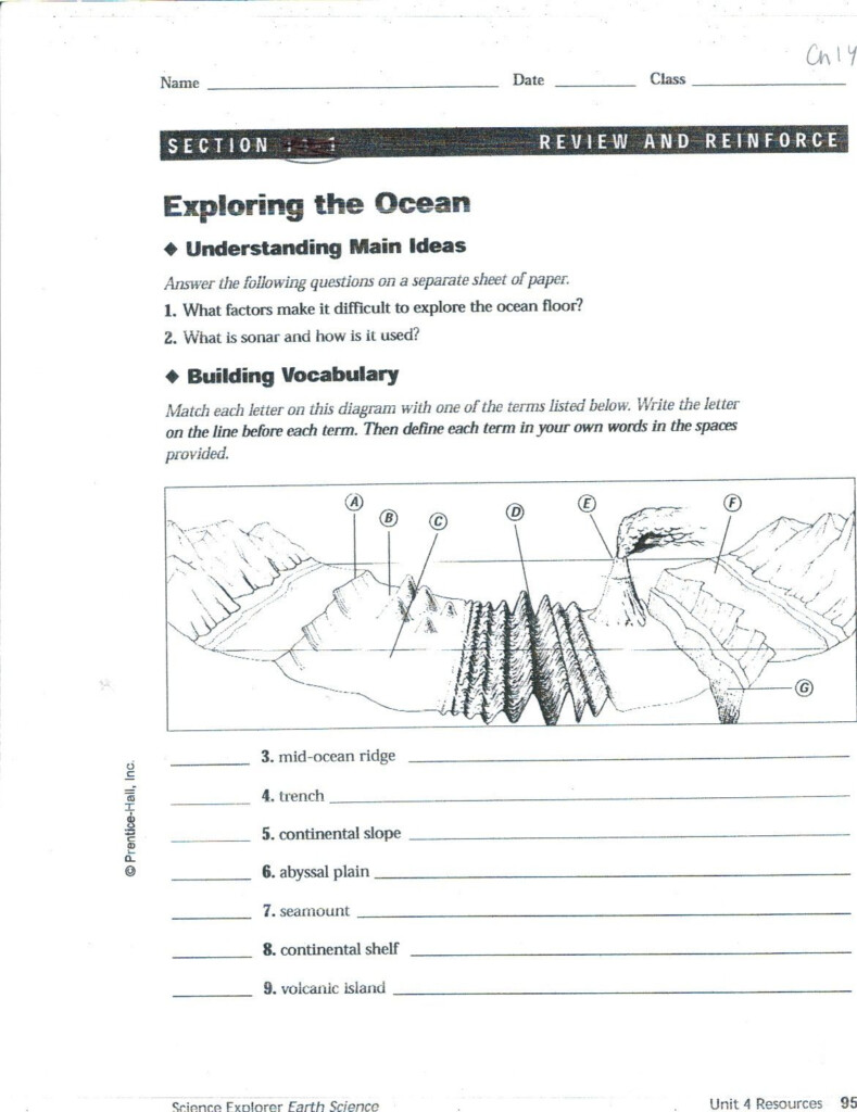 Ocean Floor Features Worksheet