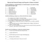 Physical And Chemical Properties And Changes Worksheet Db excel